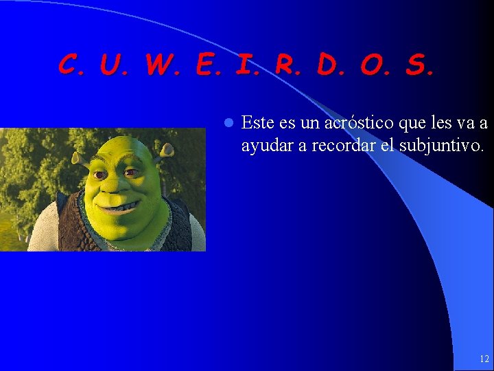 C. U. W. E. I. R. D. O. S. l Este es un acróstico