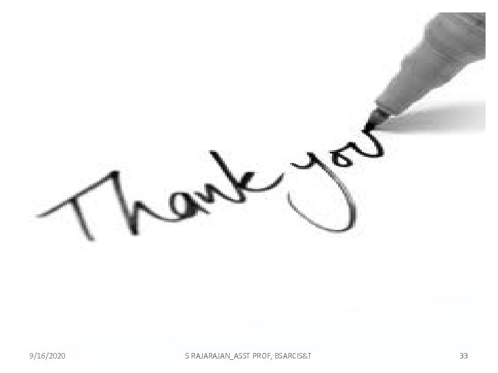 9/16/2020 S RAJAN_ASST PROF, BSARCIS&T 33 9/16/2020 S RAJAN_ASST PROF, BSARCIS&T 33