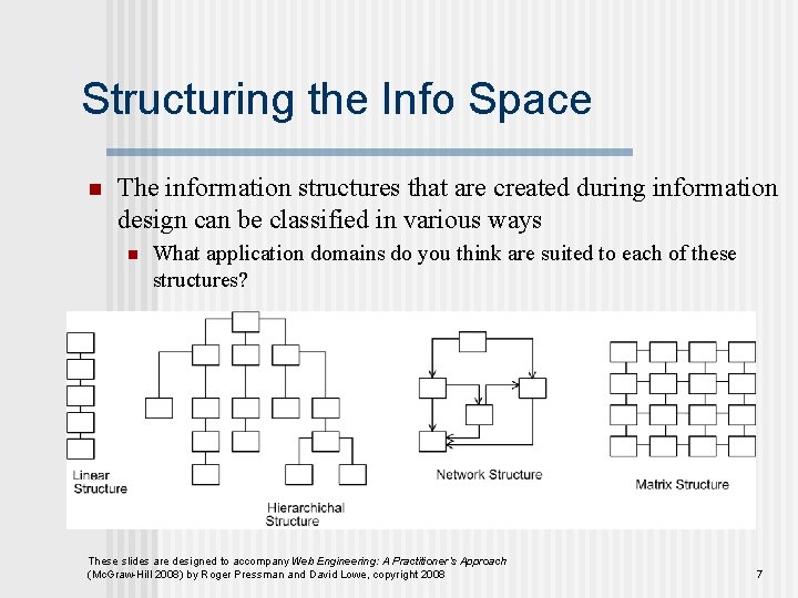 Structuring the Info Space n The information structures that are created during information design