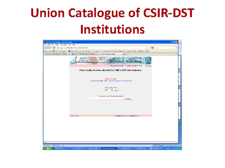 Union Catalogue of CSIR-DST Institutions 