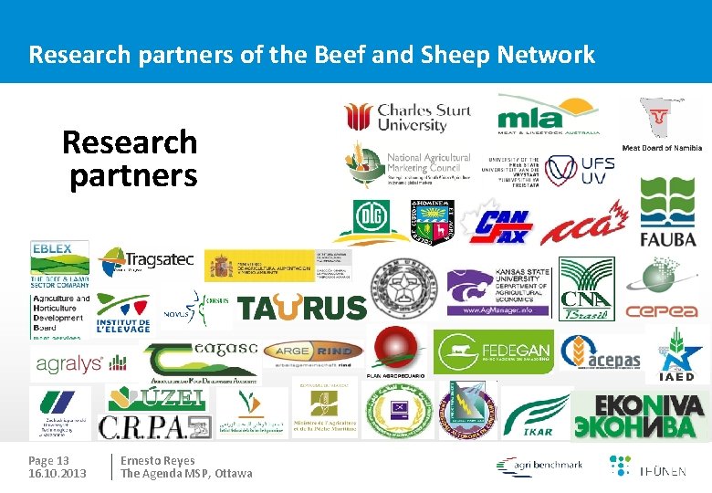 Research partners of the Beef and Sheep Network Research partners Page 13 16. 10.