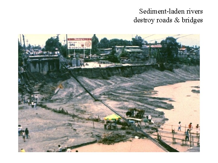 Sediment-laden rivers destroy roads & bridges 