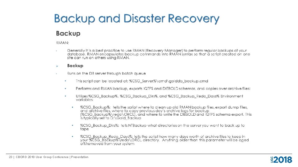23 | CBORD 2018 User Group Conference | Presentation 