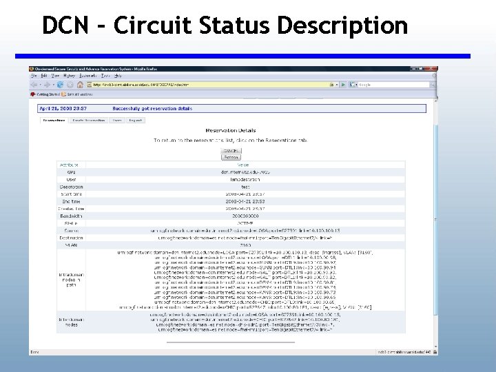 DCN – Circuit Status Description 