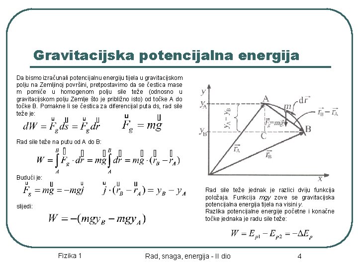 Gravitacijska potencijalna energija Da bismo izračunali potencijalnu energiju tijela u gravitacijskom polju na Zemljinoj