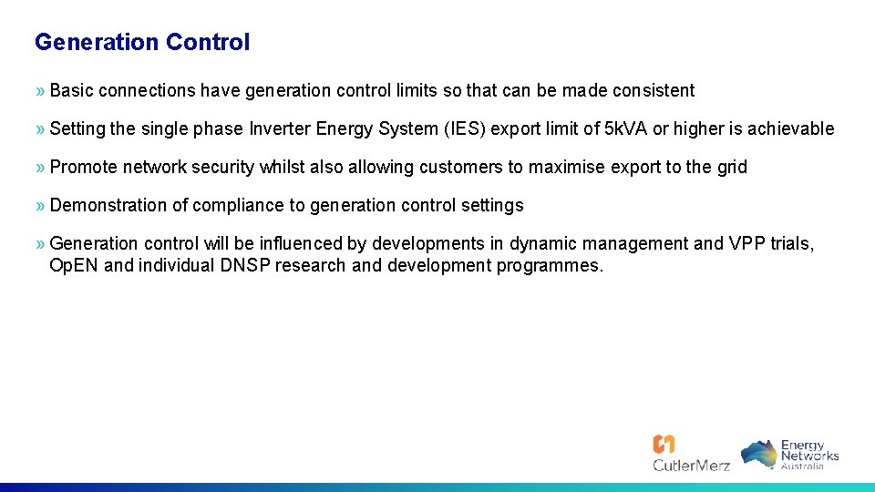 Generation Control » Basic connections have generation control limits so that can be made