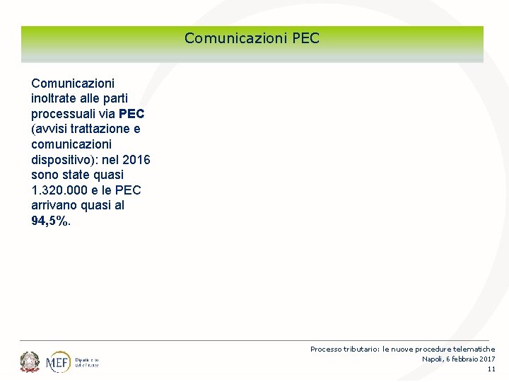 Percorsi Comunicazioni PEC Comunicazioni inoltrate alle parti processuali via PEC (avvisi trattazione e comunicazioni