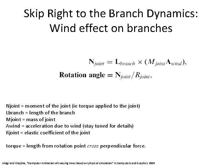 Skip Right to the Branch Dynamics: Wind effect on branches Njoint = moment of