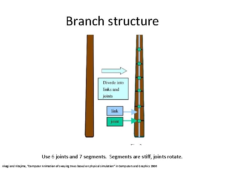 Branch structure Use 6 joints and 7 segments. Segments are stiff, joints rotate. Akagi
