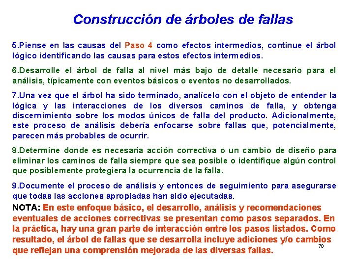 Construcción de árboles de fallas 5. Piense en las causas del Paso 4 como