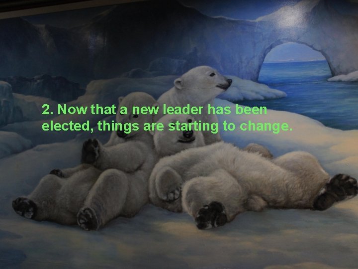 2. Now that a new leader has been elected, things are starting to change. 2. Now that a new leader has been elected, things are starting to change.