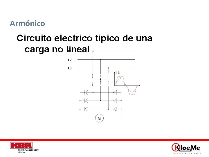 Armónico Circuito electrico tipico de una carga no lineal Cargas reales inductivas 3 F,