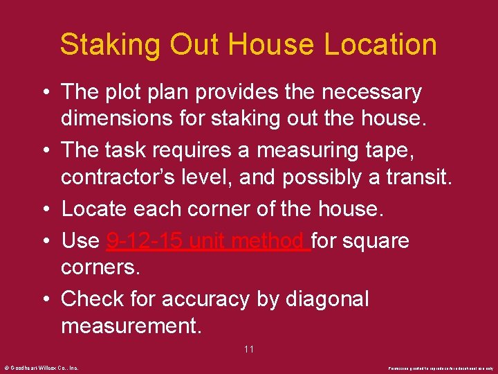 Staking Out House Location • The plot plan provides the necessary dimensions for staking