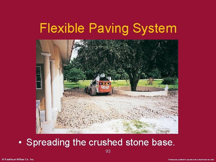 Flexible Paving System • Spreading the crushed stone base. 93 © Goodheart-Willcox Co. ,