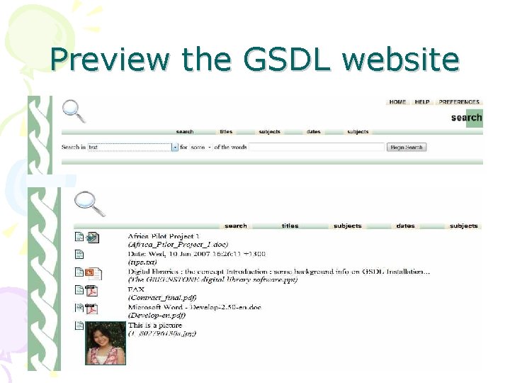 Preview the GSDL website 
