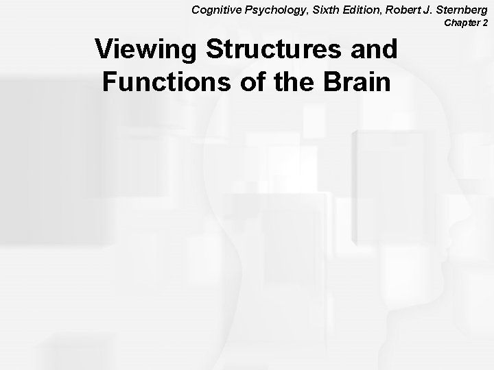 Cognitive Psychology, Sixth Edition, Robert J. Sternberg Chapter 2 Viewing Structures and Functions of