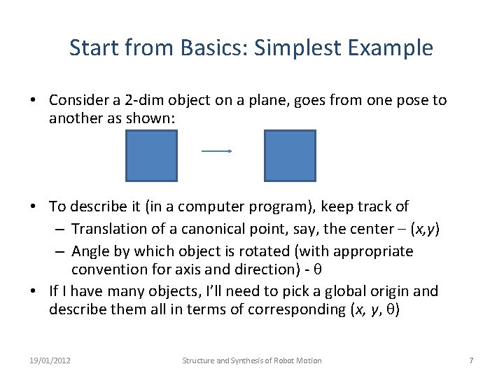Start from Basics: Simplest Example • Consider a 2 -dim object on a plane,