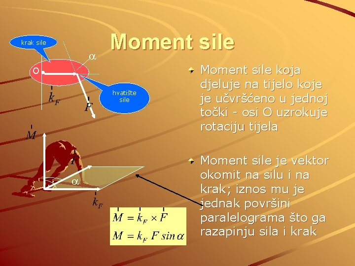 krak sile Moment sile O hvatište sile . . Moment sile koja djeluje na