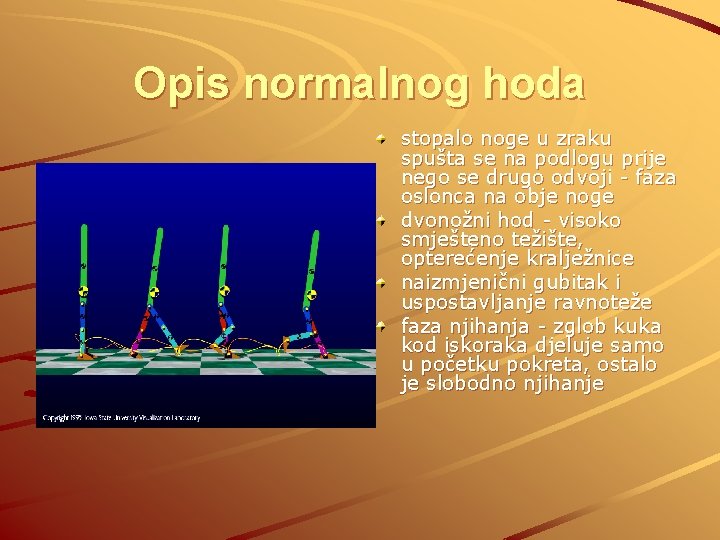Opis normalnog hoda stopalo noge u zraku spušta se na podlogu prije nego se