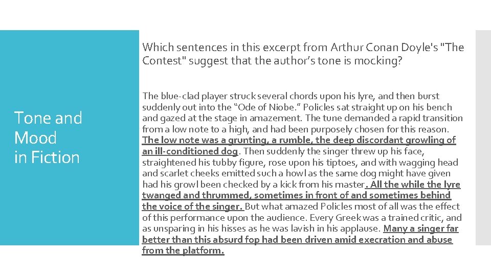 Which sentences in this excerpt from Arthur Conan Doyle's "The Contest" suggest that the