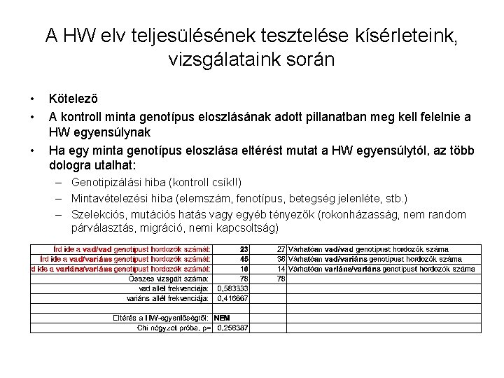 A HW elv teljesülésének tesztelése kísérleteink, vizsgálataink során • • • Kötelező A kontroll