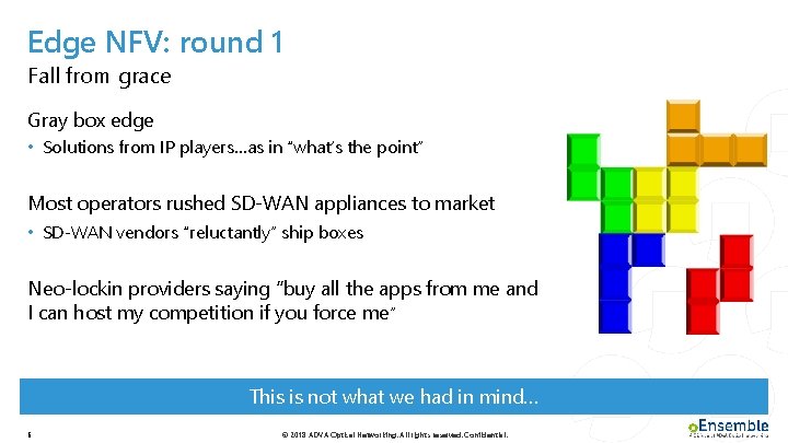 Edge NFV: round 1 Fall from grace Gray box edge • Solutions from IP