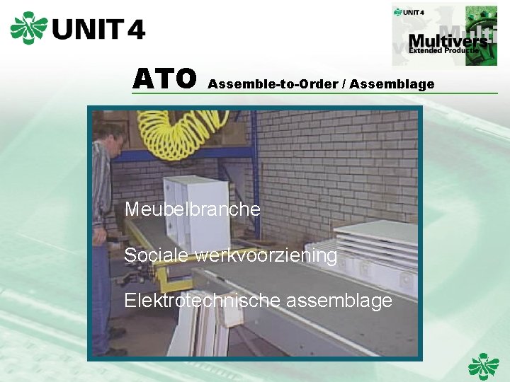 ATO Assemble-to-Order / Assemblage Meubelbranche Sociale werkvoorziening Elektrotechnische assemblage 