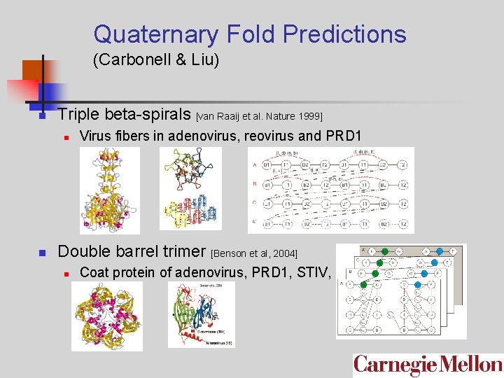 Quaternary Fold Predictions (Carbonell & Liu) n Triple beta-spirals [van Raaij et al. Nature