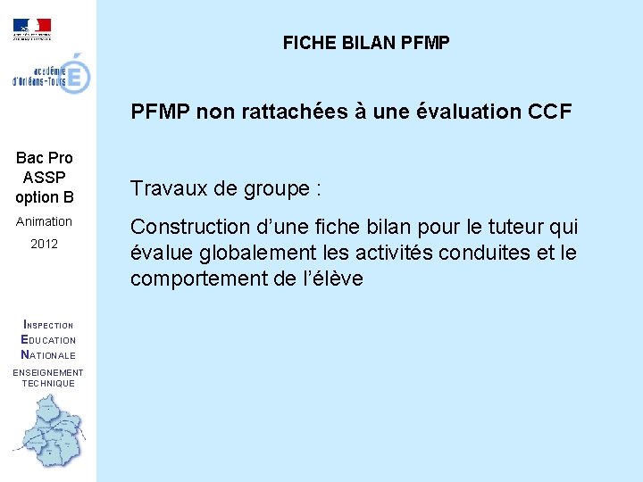 FICHE BILAN PFMP non rattachées à une évaluation CCF Bac Pro ASSP option B