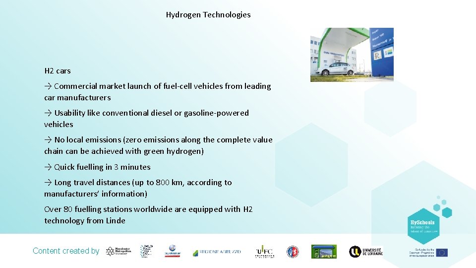 Hydrogen Technologies H 2 cars → Commercial market launch of fuel-cell vehicles from leading