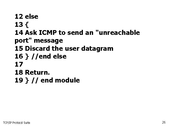 12 else 13 { 14 Ask ICMP to send an "unreachable port" message 15 12 else 13 { 14 Ask ICMP to send an "unreachable port" message 15