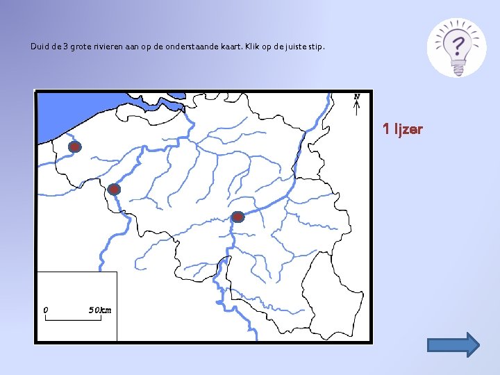 Duid de 3 grote rivieren aan op de onderstaande kaart. Klik op de juiste