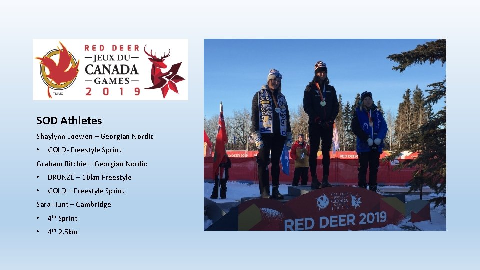 SOD Athletes Shaylynn Loewen – Georgian Nordic • GOLD- Freestyle Sprint Graham Ritchie –