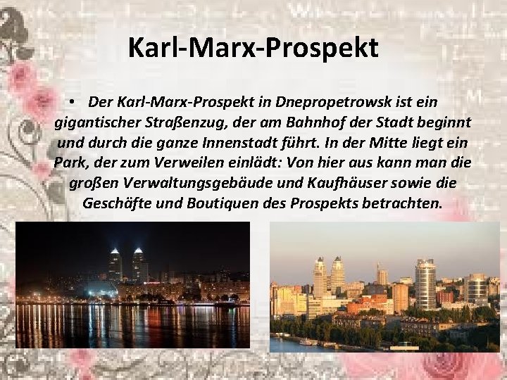 Karl-Marx-Prospekt • Der Karl-Marx-Prospekt in Dnepropetrowsk ist ein gigantischer Straßenzug, der am Bahnhof der