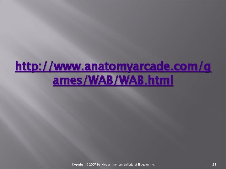 http: //www. anatomyarcade. com/g ames/WAB. html Copyright © 2007 by Mosby, Inc. , an