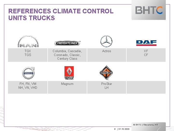 REFERENCES CLIMATE CONTROL UNITS TRUCKS TGX TGS Columbia, Cascadia, Coronado, Classic, Century Class Actros