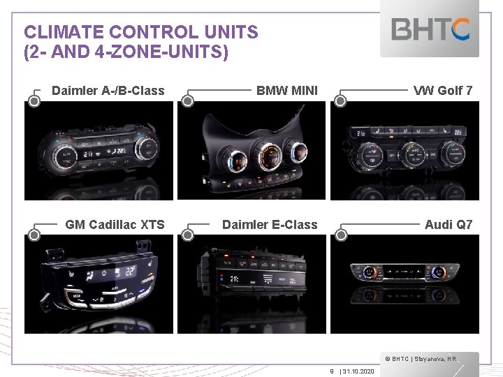 CLIMATE CONTROL UNITS (2 - AND 4 -ZONE-UNITS) Daimler A-/B-Class BMW MINI VW Golf