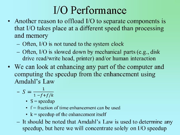 I/O Performance • 