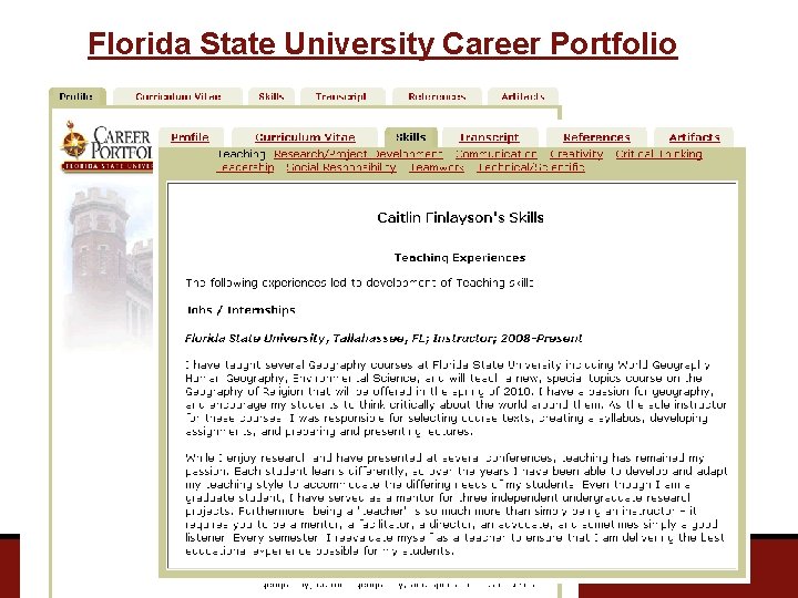Florida State University Career Portfolio 
