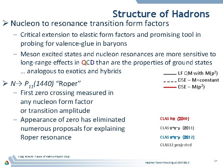 Structure of Hadrons Ø Nucleon to resonance transition form factors – Critical extension to