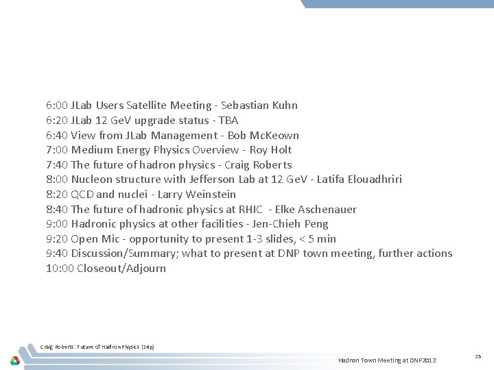 6: 00 JLab Users Satellite Meeting - Sebastian Kuhn 6: 20 JLab 12 Ge.