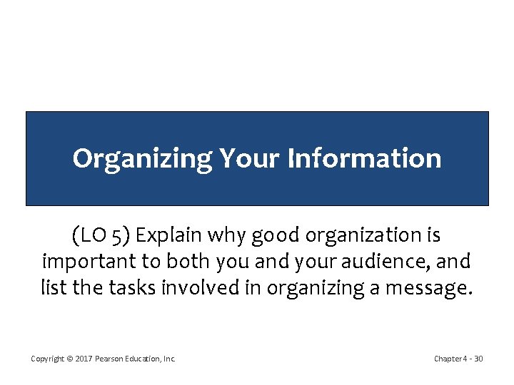 Organizing Your Information (LO 5) Explain why good organization is important to both you