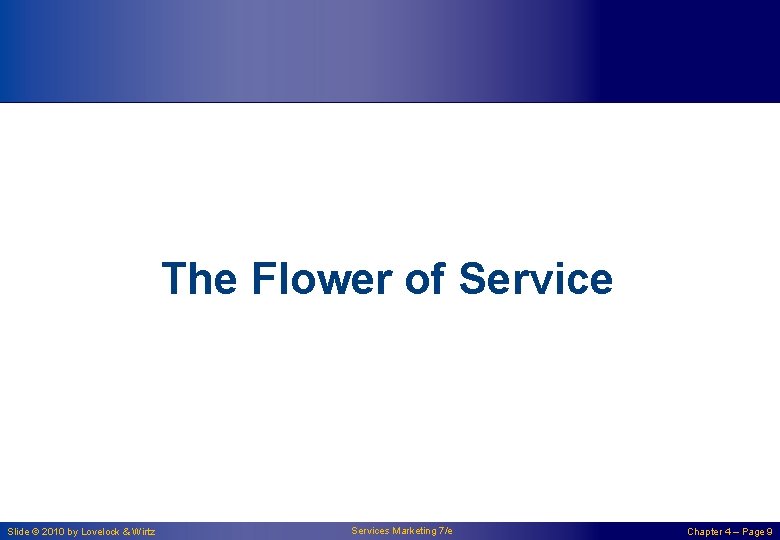 The Flower of Service Slide © 2010 by Lovelock & Wirtz Services Marketing 7/e