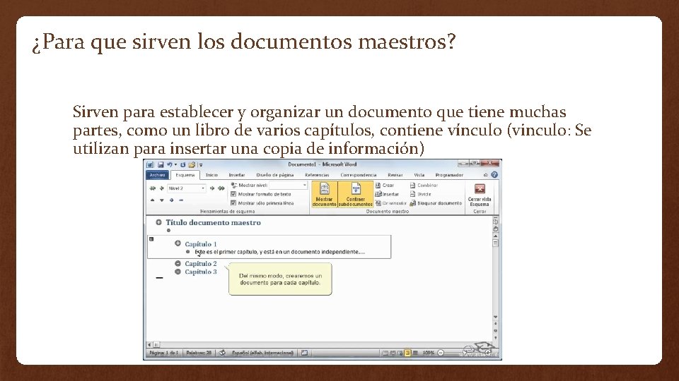 ¿Para que sirven los documentos maestros? Sirven para establecer y organizar un documento que