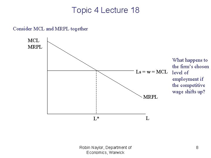 Topic 4 Lecture 18 Consider MCL and MRPL together MCL MRPL What happens to Topic 4 Lecture 18 Consider MCL and MRPL together MCL MRPL What happens to