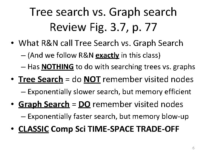Tree search vs. Graph search Review Fig. 3. 7, p. 77 • What R&N