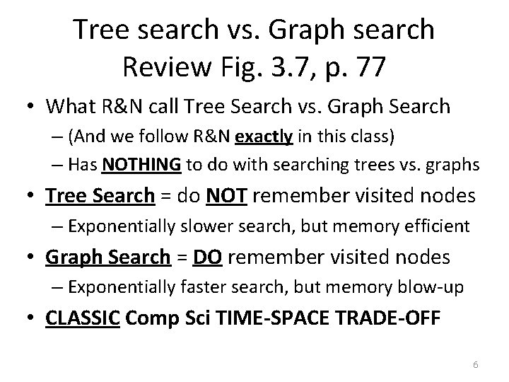 Tree search vs. Graph search Review Fig. 3. 7, p. 77 • What R&N Tree search vs. Graph search Review Fig. 3. 7, p. 77 • What R&N