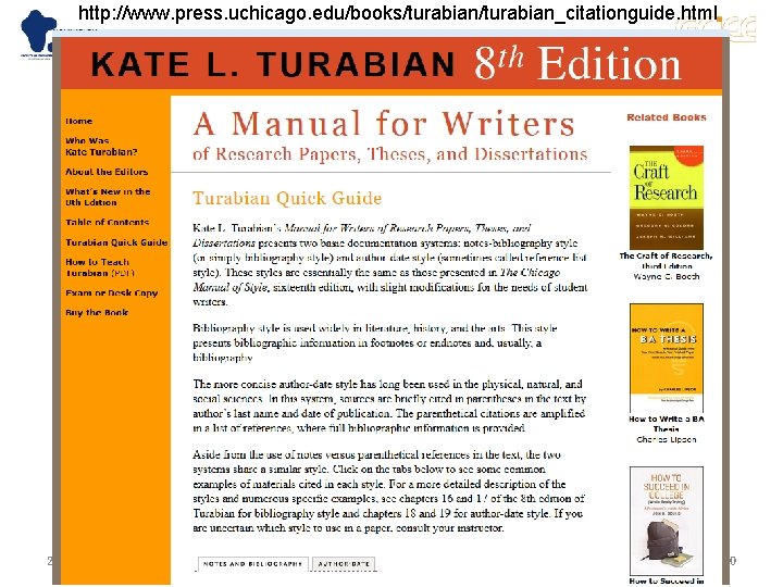 http: //www. press. uchicago. edu/books/turabian_citationguide. html 2020/11/1 Academic Writing 6 10 