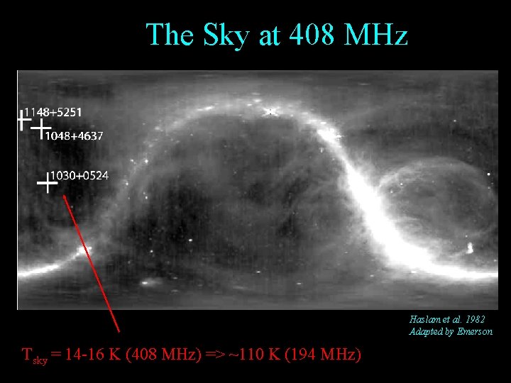 The Sky at 408 MHz Haslam et al. 1982 Adapted by Emerson Tsky =