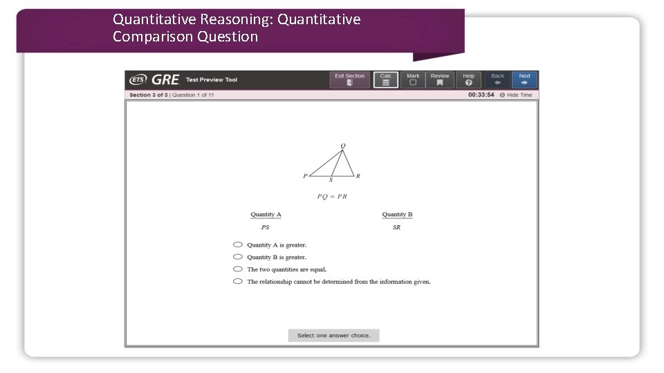 Quantitative Reasoning: Quantitative Comparison Question 